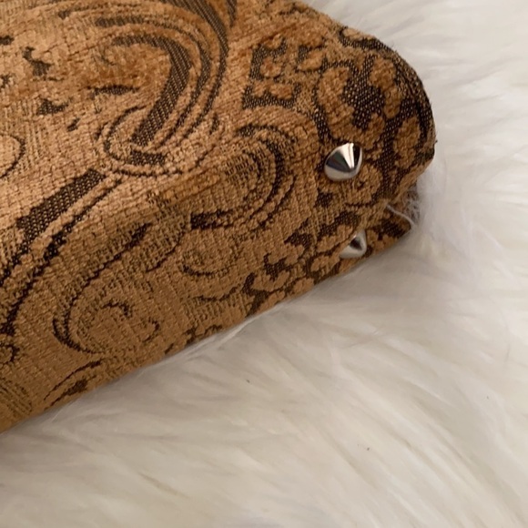 Vintage Grandma’s drapes tan rectangular handbag - Picture 5 of 11